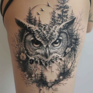 owls tattoo design ideas Surrealism surreal lighting night meaning resilience