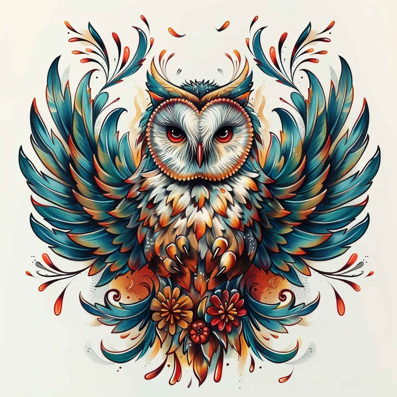 owls tattoo design ideas Realism photographic quality night perseverance and power