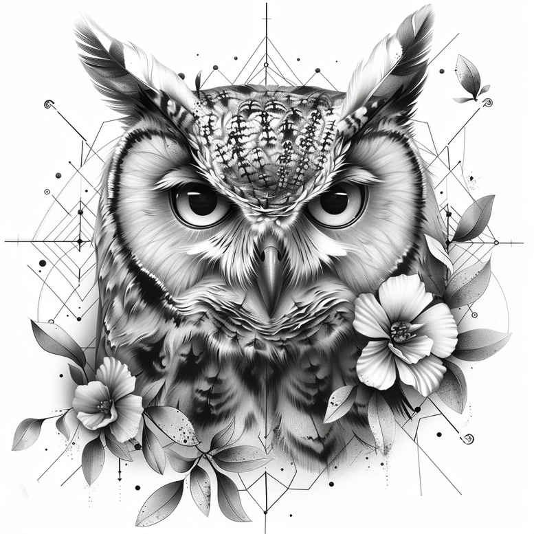 owls tattoo design ideas Realism soft focus nocturnal bird embodying resilience