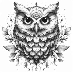 owls tattoo design ideas Surrealism abstract observer symbolising perseverance