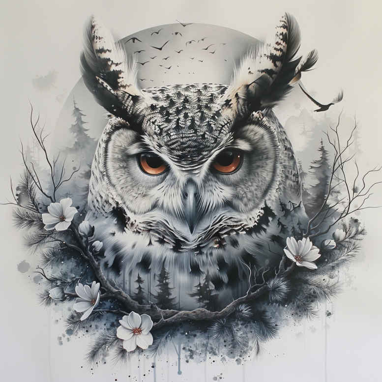 owls tattoo design ideas Realism illusion of depth peaceful embodying determination
