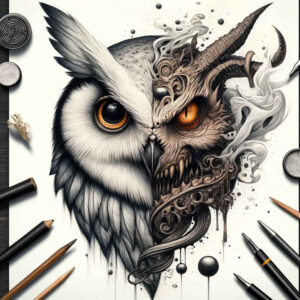 owls tattoo design ideas Realism soft focus peaceful for heel