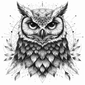 owls tattoo design ideas Surrealism enigmatic visuals quiet for neck