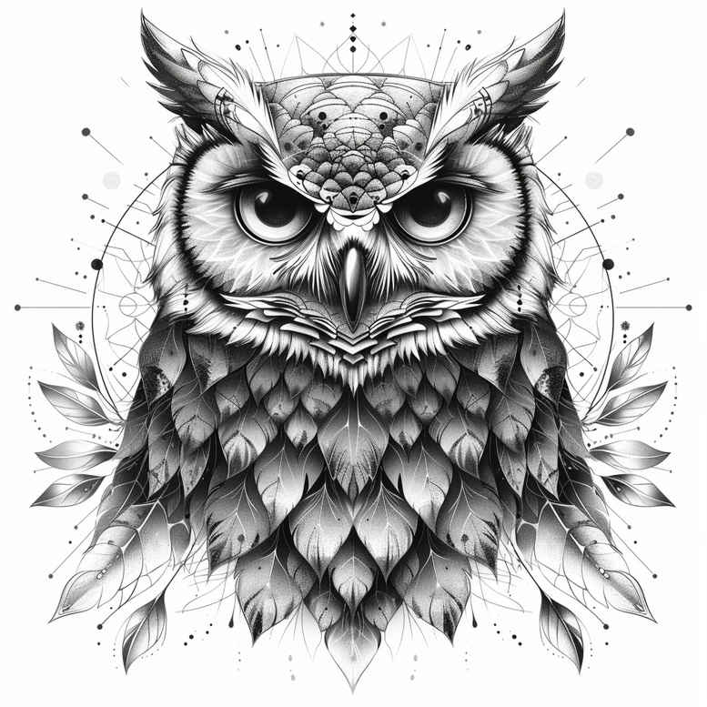 owls tattoo design ideas Surrealism enigmatic visuals quiet for neck