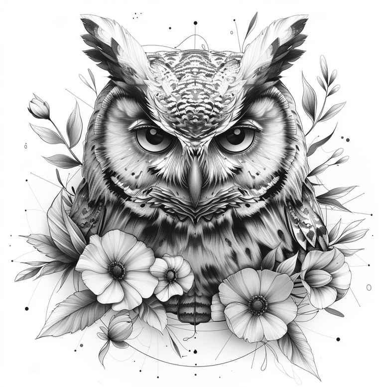 owls tattoo design ideas Realism dynamic shadows quiet symbol of strength