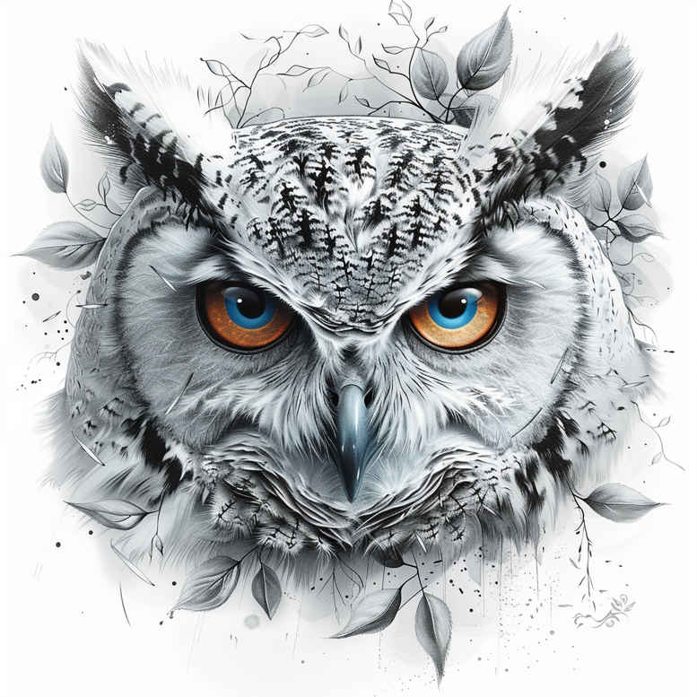 owls tattoo design ideas color depth shadows embodying strength