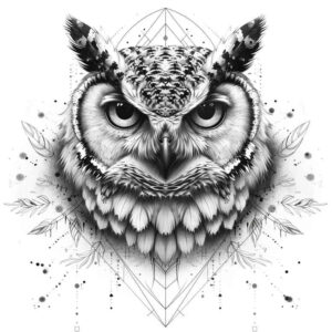 owls tattoo design ideas wide-angle shadows symbolising determination