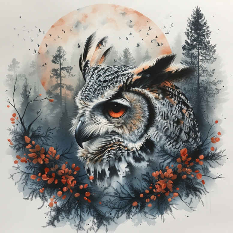 owls tattoo design ideas rich shading symbol for upper chest