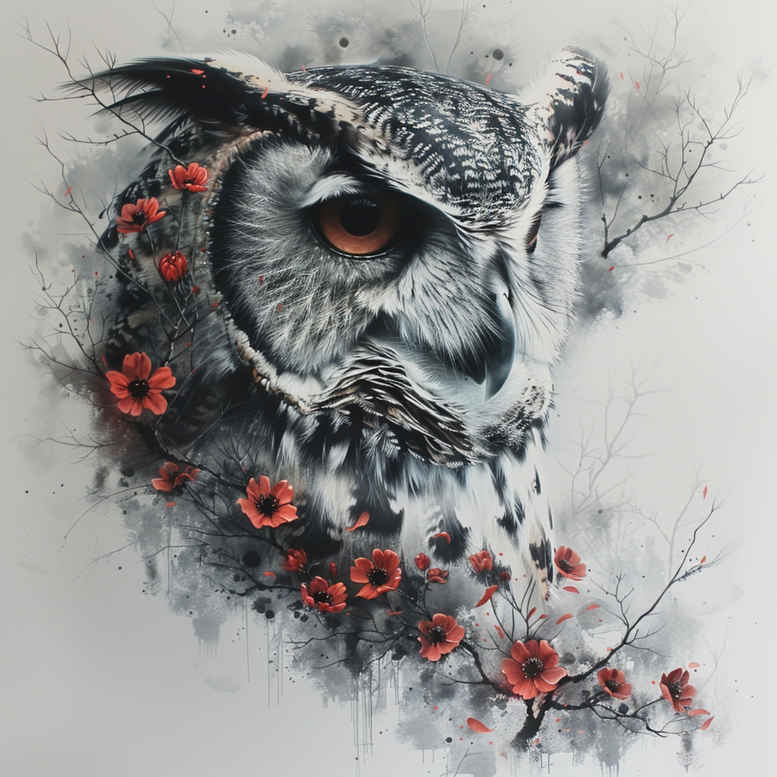owls tattoo design ideas Surrealism fantastical symbol symbolising resilience