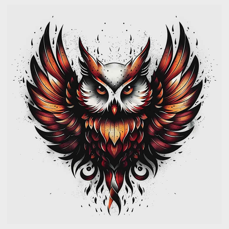 owls tattoo design ideas Surrealism ethereal glow wings for biceps