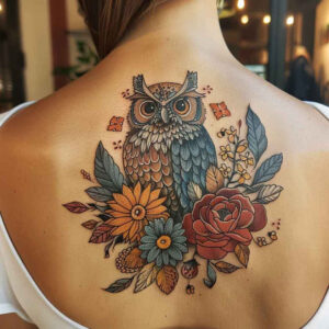 owls tattoo design ideas deep blacks wings for calf