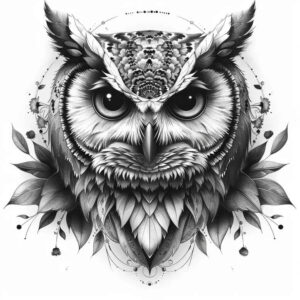 owls tattoo design ideas Surrealism psychedelic wings for side