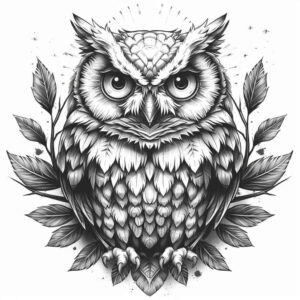 owls tattoo design ideas Surrealism ethereal glow wisdom determination and power