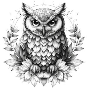 owls tattoo design ideas Surrealism mysterious wisdom for ankle