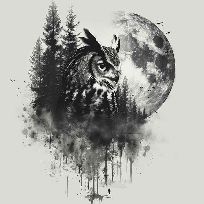 owls tattoo design ideas Surrealism symbolic wisdom shows resilience