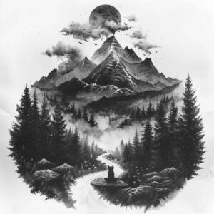 artistic-path – tattoo design ideas free ai generated – neotraditional-rich-shading – for-shoulder-blade – Gallery: path-road-inkby-ai
