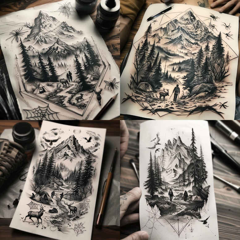 artistic-path-tattoo-realism-sharp-focus-for-upper-arm – tattoo design ideas free ai generated – Gallery: path-road-inkby-ai