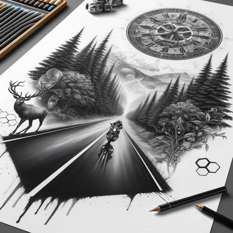 minimalist-path-tattoo-neotraditional-vivid-detail-for-triceps – tattoo design ideas free ai generated – Gallery: path-road-inkby-ai