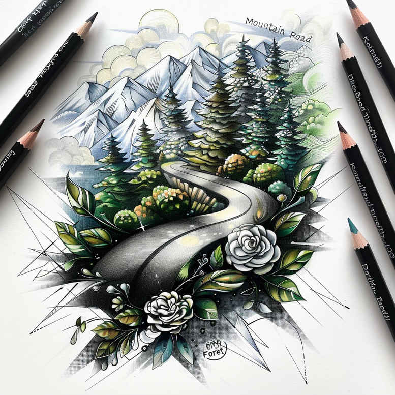 detailed-path-tattoo-realism-smooth-complexion-for-neck – tattoo design ideas free ai generated – Gallery: path-road-inkby-ai