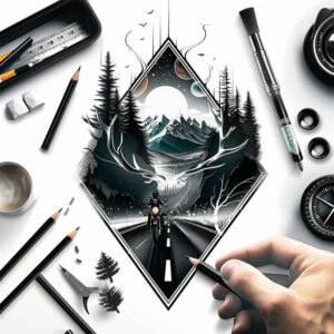 spiritual-path-tattoo-neotraditional-color-saturation-for-back – tattoo design ideas free ai generated – Gallery: path-road-inkby-ai