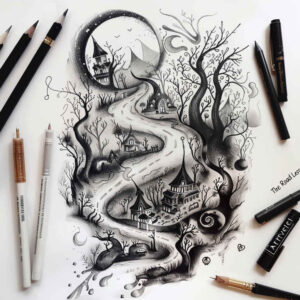 road-tattoo-surrealism-fantasy-inspired-for-side – tattoo design ideas free ai generated – Gallery: path-road-inkby-ai