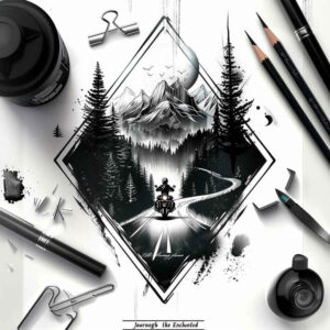 nature-path-tattoo-surrealism-fantastical-elements-for-calf – tattoo design ideas free ai generated – Gallery: path-road-inkby-ai