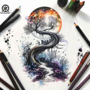 nature-path-tattoo-realism-natural-finish-for-upper-arm – tattoo design ideas free ai generated – Gallery: path-road-inkby-ai