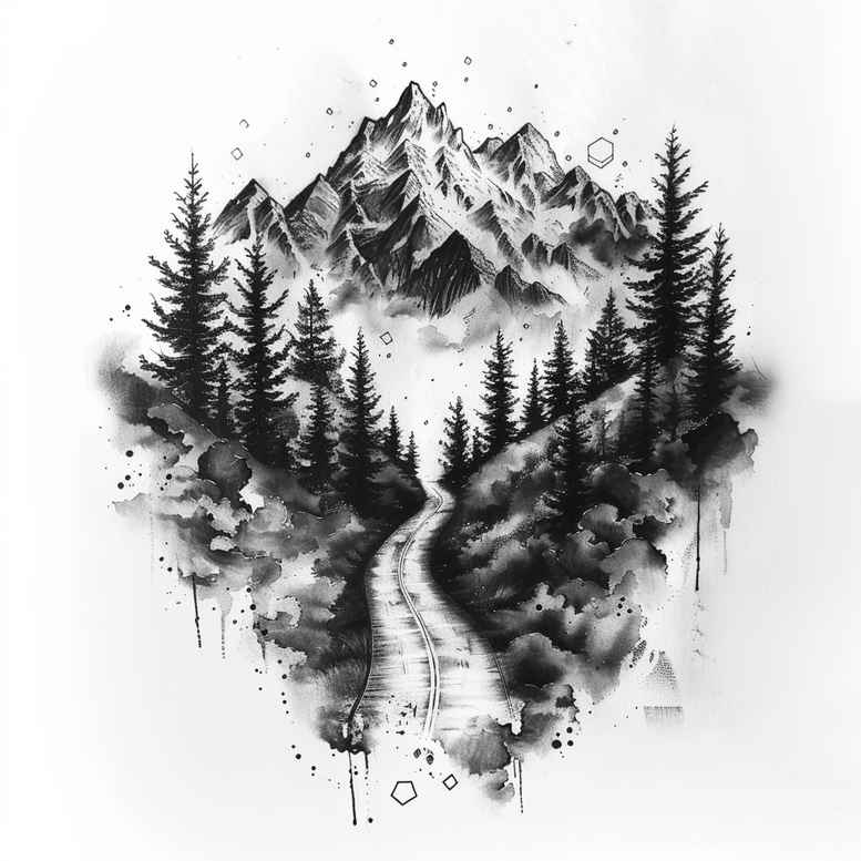 travel-symbol-path-tattoo-realism-photo-realistic-for-upper-thigh – tattoo design ideas free ai generated – Gallery: path-road-inkby-ai