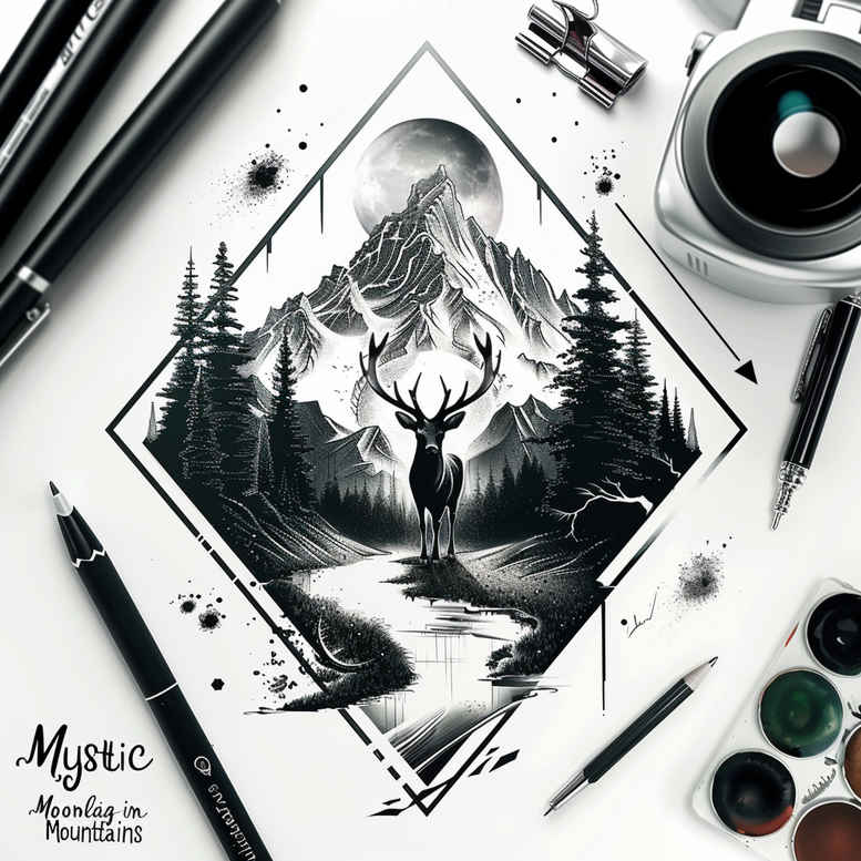 minimalist-path – tattoo design ideas free ai generated – realism-natural-color-palette – for-lower-thigh – Gallery: path-road-inkby-ai