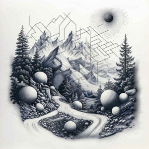 mystical-path – tattoo design ideas free ai generated – neotraditional-bold-texture – for-collarbone – Gallery: path-road-inkby-ai