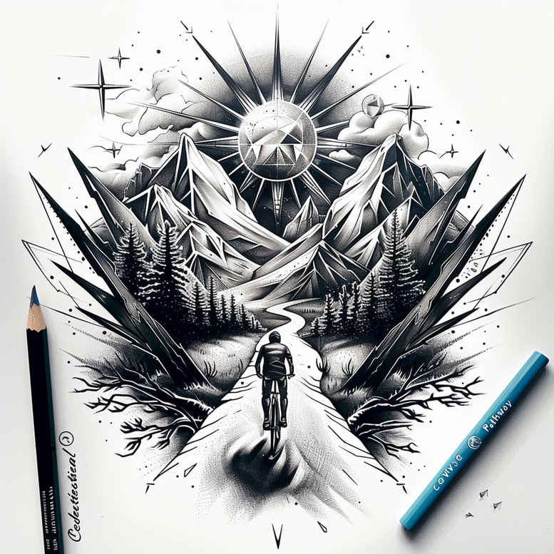 minimalist-path-tattoo-surrealism-timeless-for-scapula – tattoo design ideas free ai generated – Gallery: path-road-inkby-ai