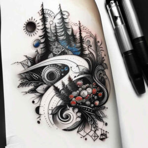 path-and-destiny – tattoo design ideas free ai generated – realism-organic-structure – for-back-shoulder – Gallery: path-road-inkby-ai