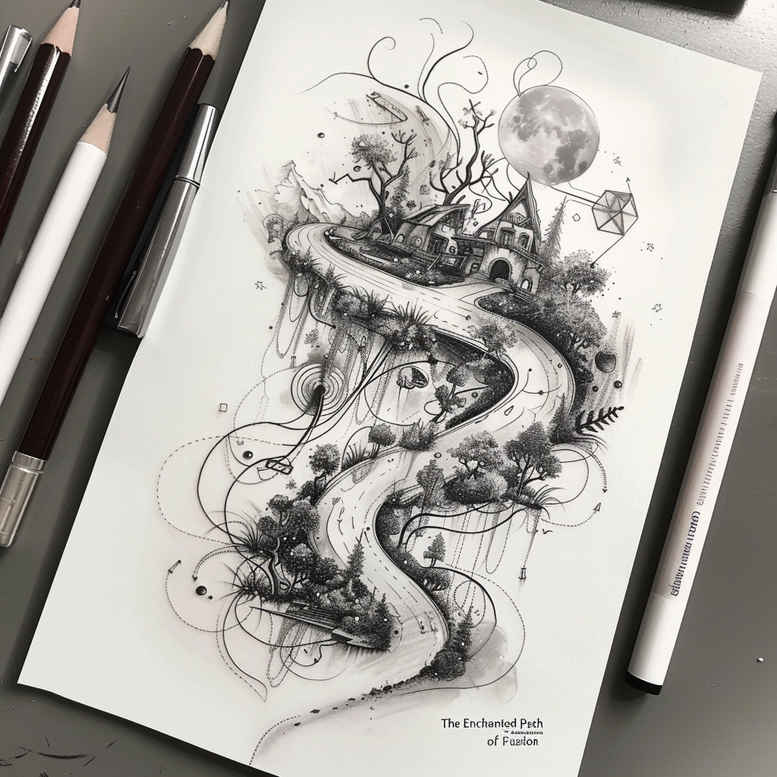 path-and-life – tattoo design ideas free ai generated – realism-lifelike-eyes – for-triceps – Gallery: path-road-inkby-ai