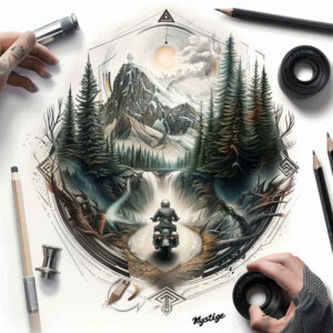 path-and-light – tattoo design ideas free ai generated – neotraditional-artistic-contrast – for-abdomen – Gallery: path-road-inkby-ai