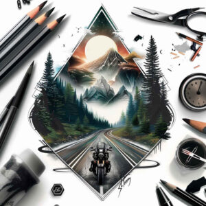 path-and-spirituality – tattoo design ideas free ai generated – neotraditional-refined-lines – for-scapula – Gallery: path-road-inkby-ai
