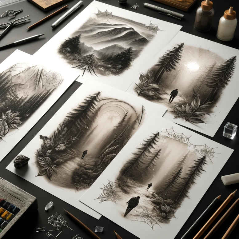 path-in-art – tattoo design ideas free ai generated – neotraditional-dynamic-color – for-arm – Gallery: path-road-inkby-ai