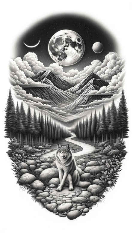 path-in-tattoo-for-men – tattoo design ideas free ai generated – realism-real-shadows – for-shoulder – Gallery: path-road-inkby-ai