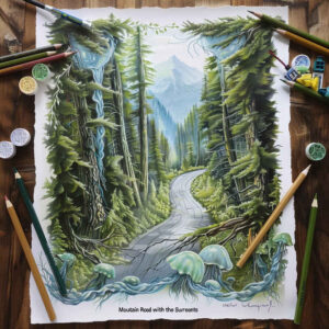 path-with-3d-effect – tattoo design ideas free ai generated – neotraditional-bold-highlights – for-inner-arm – Gallery: path-road-inkby-ai