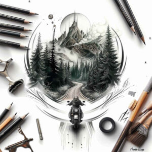path-with-energies – tattoo design ideas free ai generated – neotraditional-artistic-contrast – for-ankle – Gallery: path-road-inkby-ai