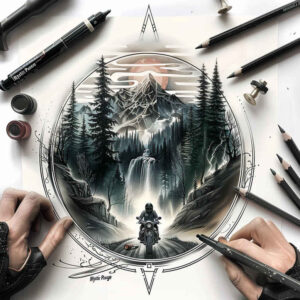 path-with-energies – tattoo design ideas free ai generated – surrealism-ethereal-glow – for-triceps – Gallery: path-road-inkby-ai