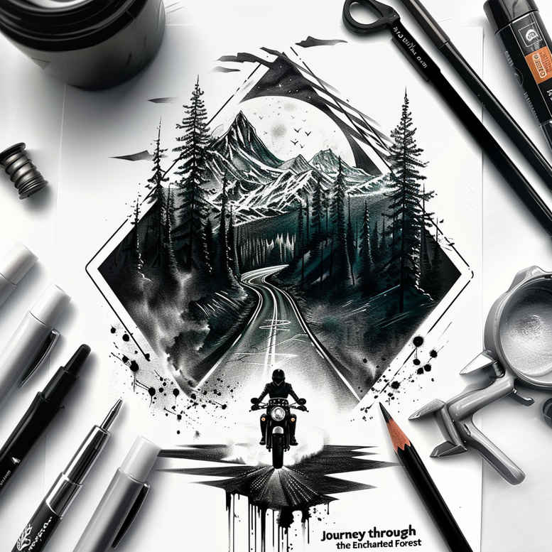 path-with-expression – tattoo design ideas free ai generated – neotraditional-rich-shading – for-back-of-neck – Gallery: path-road-inkby-ai