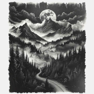 path-with-mystical-symbol – tattoo design ideas free ai generated – surrealism-fluid-forms – for-foot – Gallery: path-road-inkby-ai
