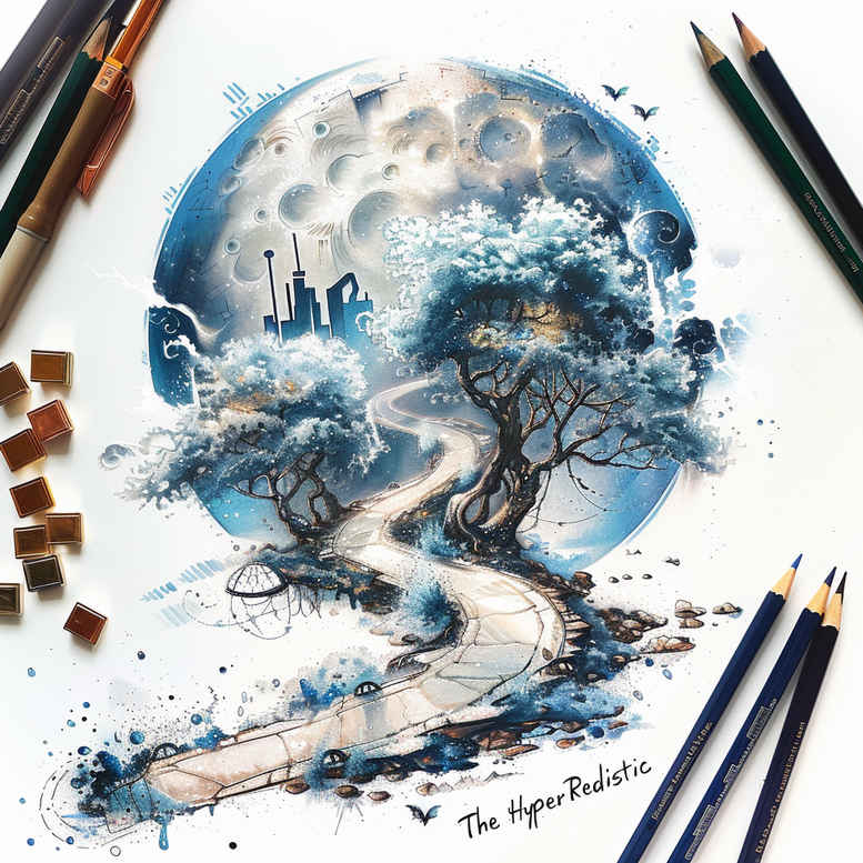 path-with-nature-motif – tattoo design ideas free ai generated – neotraditional-layered-fill – for-wrist-side – Gallery: path-road-inkby-ai
