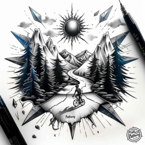 path-with-nature-motif – tattoo design ideas free ai generated – realism-gradient-tones – for-neck – Gallery: path-road-inkby-ai