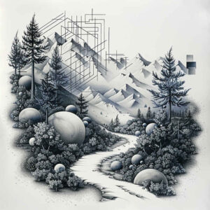 path-with-shading – tattoo design ideas free ai generated – surrealism-phantom-shadows – for-abdomen – Gallery: path-road-inkby-ai