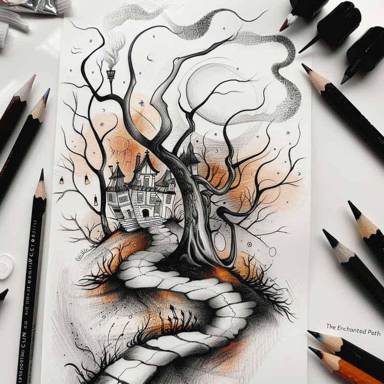 path-with-shadow-and-light – tattoo design ideas free ai generated – neotraditional-classic-motifs – for-side – Gallery: path-road-inkby-ai