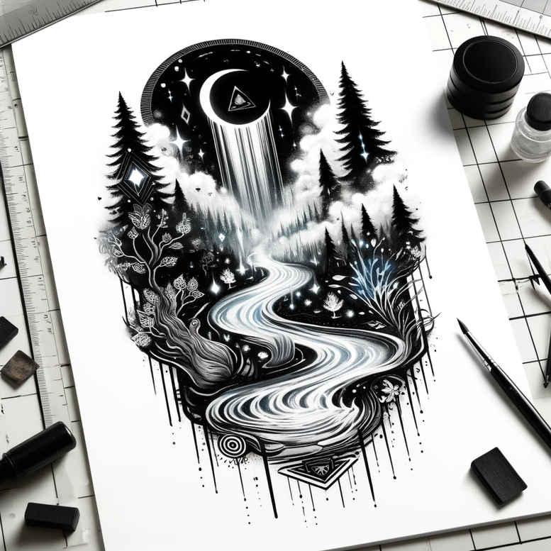 path-with-shadow – tattoo design ideas free ai generated – surrealism-ethereal – for-wrist – Gallery: path-road-inkby-ai