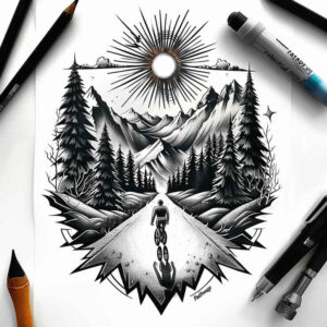 path-with-softness – tattoo design ideas free ai generated – realism-detailed-rendering – for-hand – Gallery: path-road-inkby-ai
