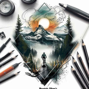 path-with-symbols – tattoo design ideas free ai generated – neotraditional-subtle-tone – for-upper-chest – Gallery: path-road-inkby-ai