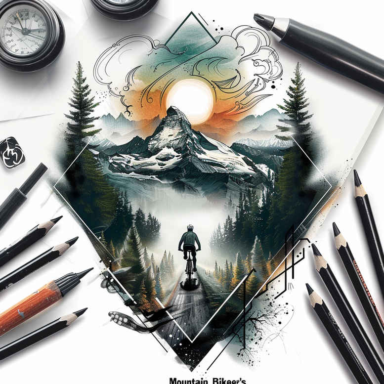 path-with-symbols – tattoo design ideas free ai generated – neotraditional-subtle-tone – for-upper-chest – Gallery: path-road-inkby-ai